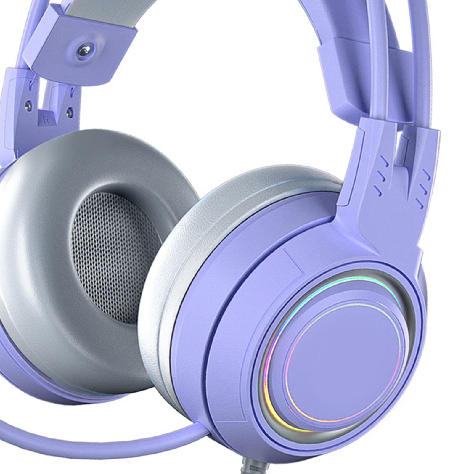 VBESTLIFE Écouteurs à Oreilles de Chat avec Micro Antibruit, Casque de Jeu Filaire avec Oreilles de Chat Amovibles, pour PC, One, PS5 (Purple)