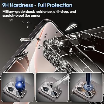 QULLOO Screen Protector for OPPO Find X9 Pro, [2+2 Pack] Tempered Glass & Camera Lens Protector, Anti-Scratch Easy Installation HD Protective Glass Film