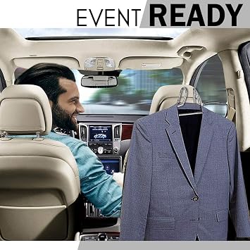 ZONETECH Chrome Headrest Car Zone Tech Chrome Headrest Car Hanger 1 Pack Premium Quality Clothes Holder Jacket Suit Coat Hanger with Headrest Restraint Rodhanger