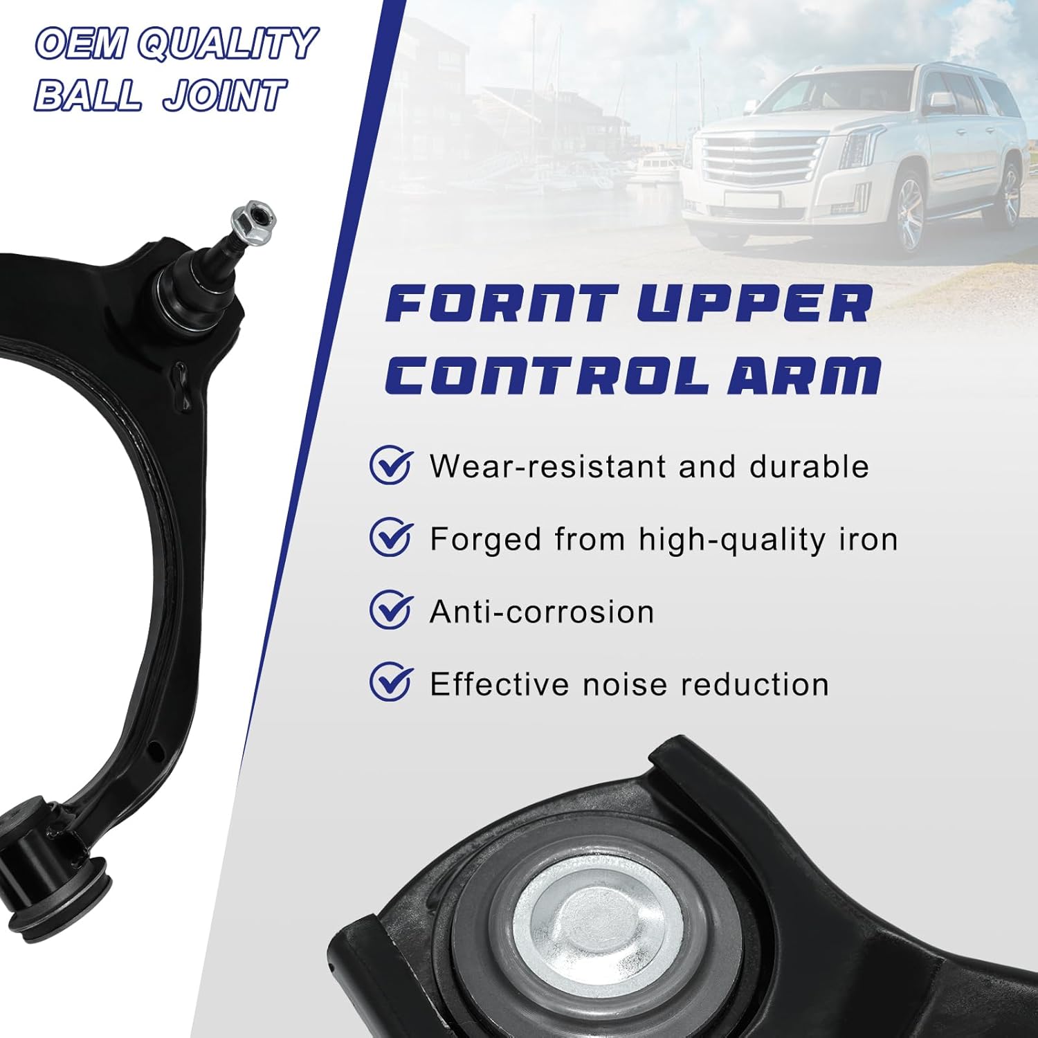 4pcs Suspension Kit Front Left Right Upper Control Arm Ball Joint Assembly Replacement for Chevy Silverado1500 SuburbanTahoe Cadillac Escalade ESV GMC Sierra1500 YUKON XL