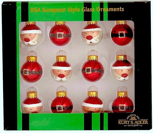 Kurt S Adler Juego de 12 adornos de Papá Noel de cristal y hebilla de 018 pulgadas color rojo cuenta