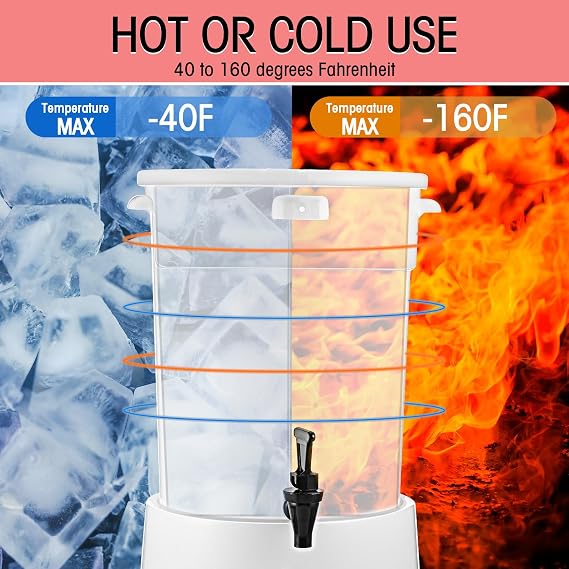 Nosiny 2 Pcs 5 Gallon Plastic Round Beverage Dispenser with Base Drink Dispenser with Spigot Leak Proof Milk Dispenser Drink Container for Buffet Tea Party Bar Water Juice