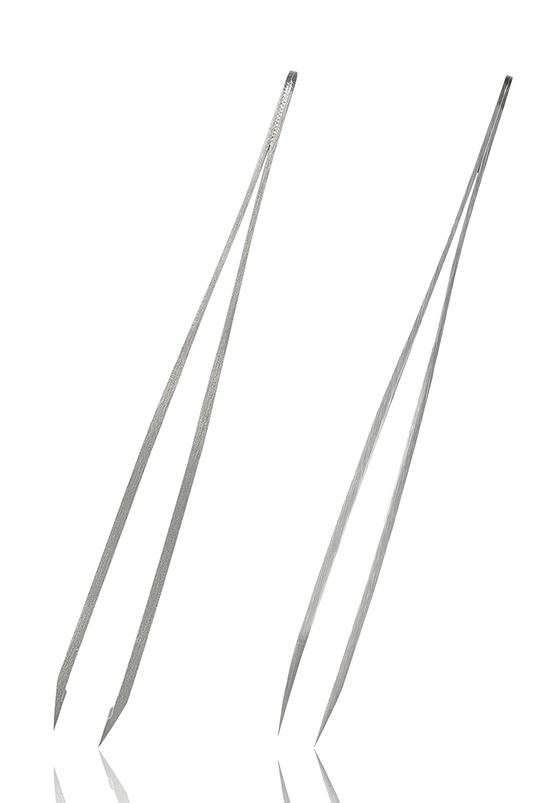Rubis Pinzetten Set - Augenbrauenpinzette schräg und Splitterpinzette mit spitzer Spitze aus Edelstahl