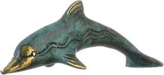 BeautifulGreekStatues Delfín Minoico Creta Knossos Hecho A Mano Bronce Sólido Color Verde Dorado 12 cm