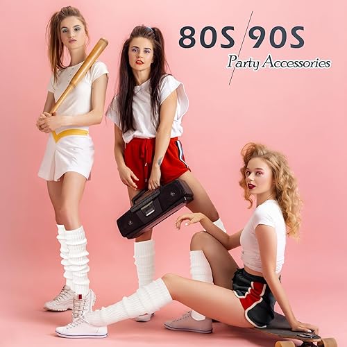 Miniatura 3 de SATINIOR Calentadores de piernas largas para mujer, 24 pulgadas, sobre la rodilla, punto acanalado, calentador de piernas, estribo, yoga, fiesta