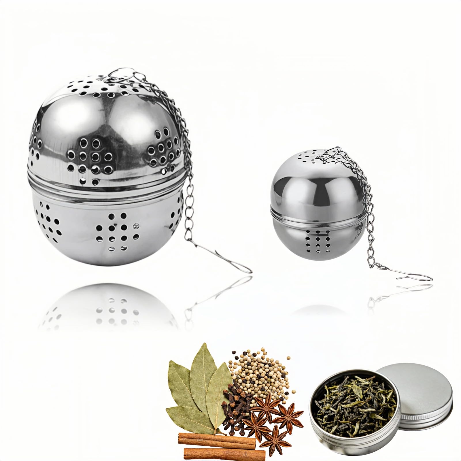 2 bolas de infusor de chá de aço inoxidável, coador de especiarias de malha fina para chá