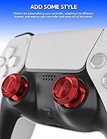 Vista 5 de Metal Thumbsticks for PS5 Controller, Aluminum Joystick Replacement Kit for Dualsense Controller Accessories (Red)