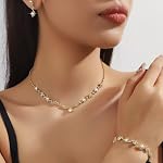 Ensembles de Mariage pour Femmes Bracelet en Strass Argent Collier et Boucles d'oreille Sets pour Femmes Bijoux de mariée Set pour Mariage Prom Jewelry Sets