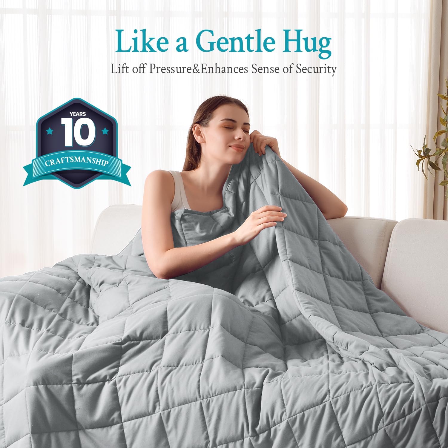 Topblan Weighted Blanket for Adults 12lbs, Soft Cooling Breathable Weighted Throw for Sleeping, Washable Heavy Blanket with Glass Beads for Winter, Sofa Bed, 48"x72" Twin Size, Grey - Image 2