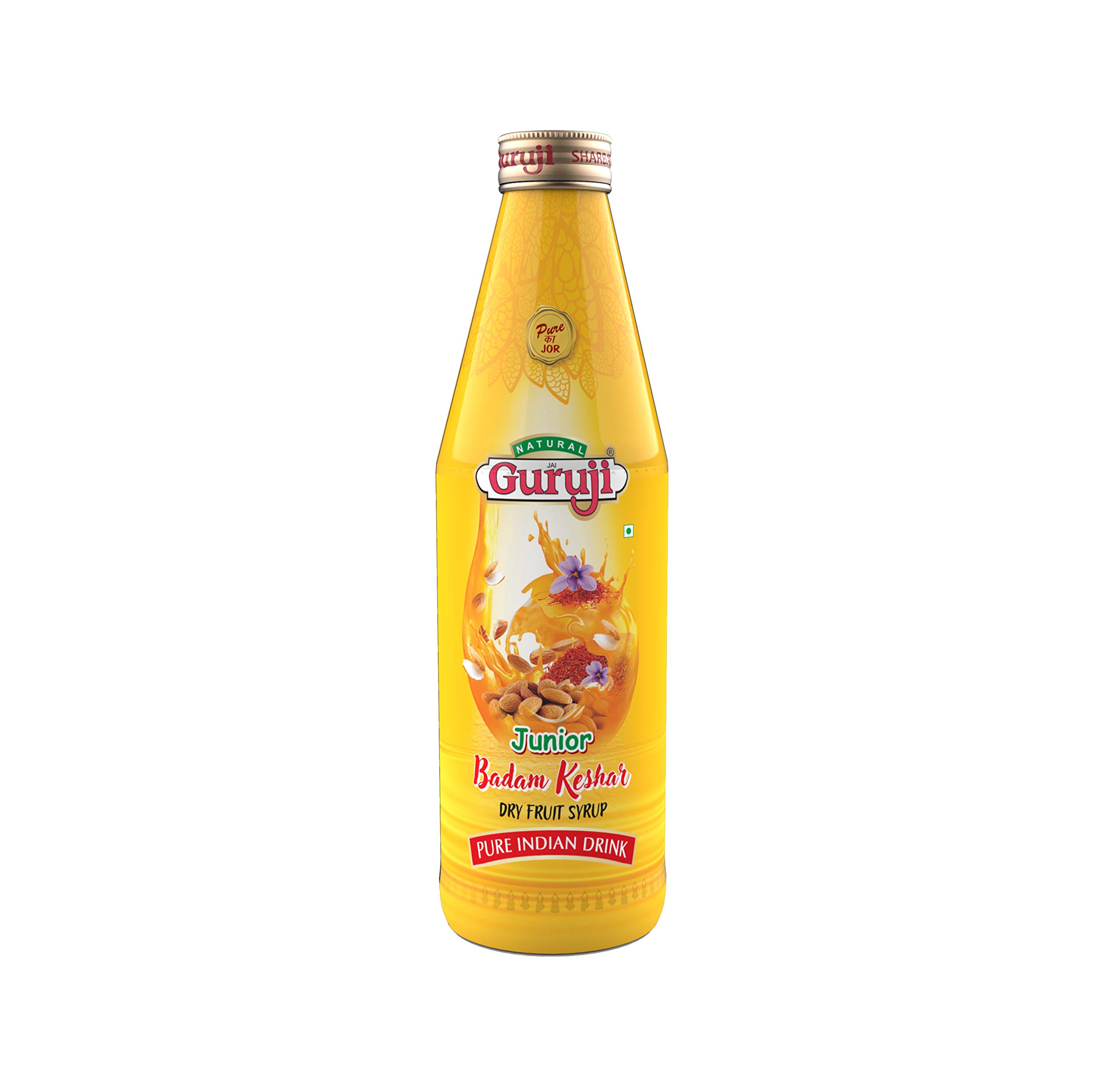 Jai Guruji Junior Badam Kesar Dry Fruit Syrup Sharbat, (200 ml) (PACK OF 6)-image-13