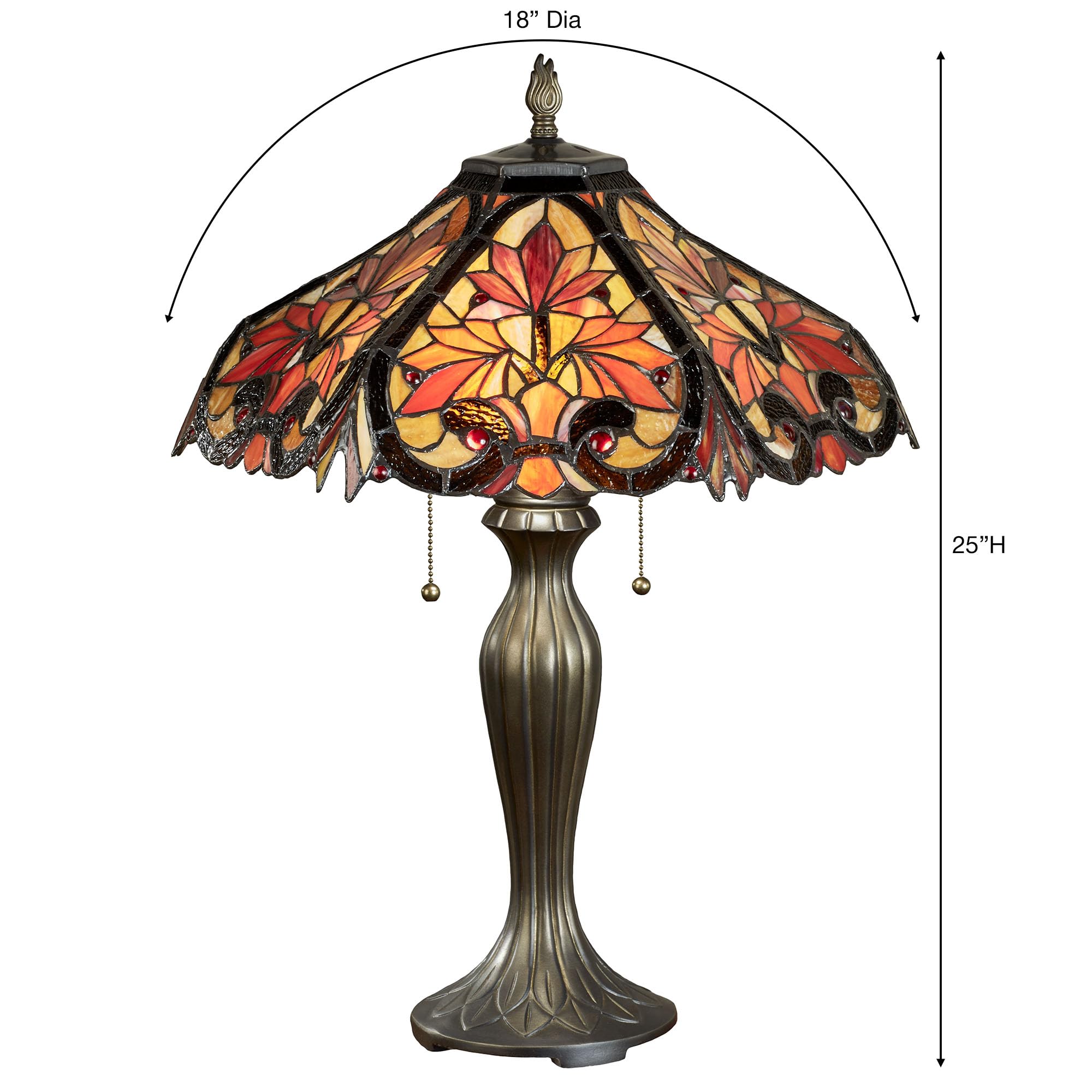 Touch of Class Whispering Foliage Stained Glass Table Lamp with