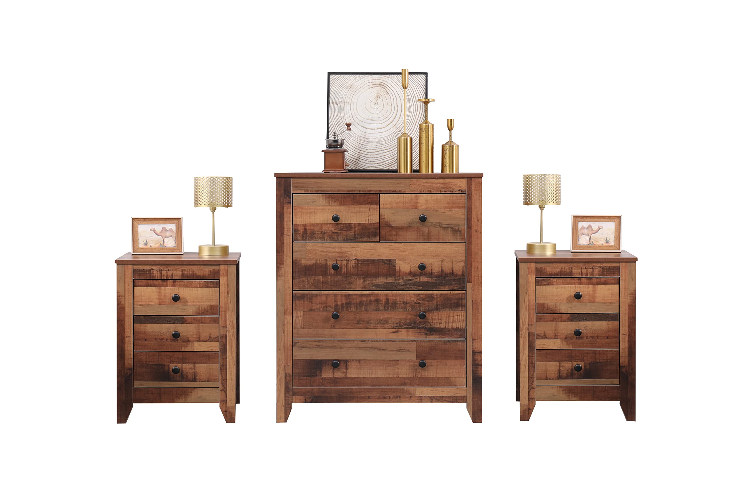 FurnitureHMD Bedroom Furniture 3 Piece Set Wooden Chest of drawers Set ...