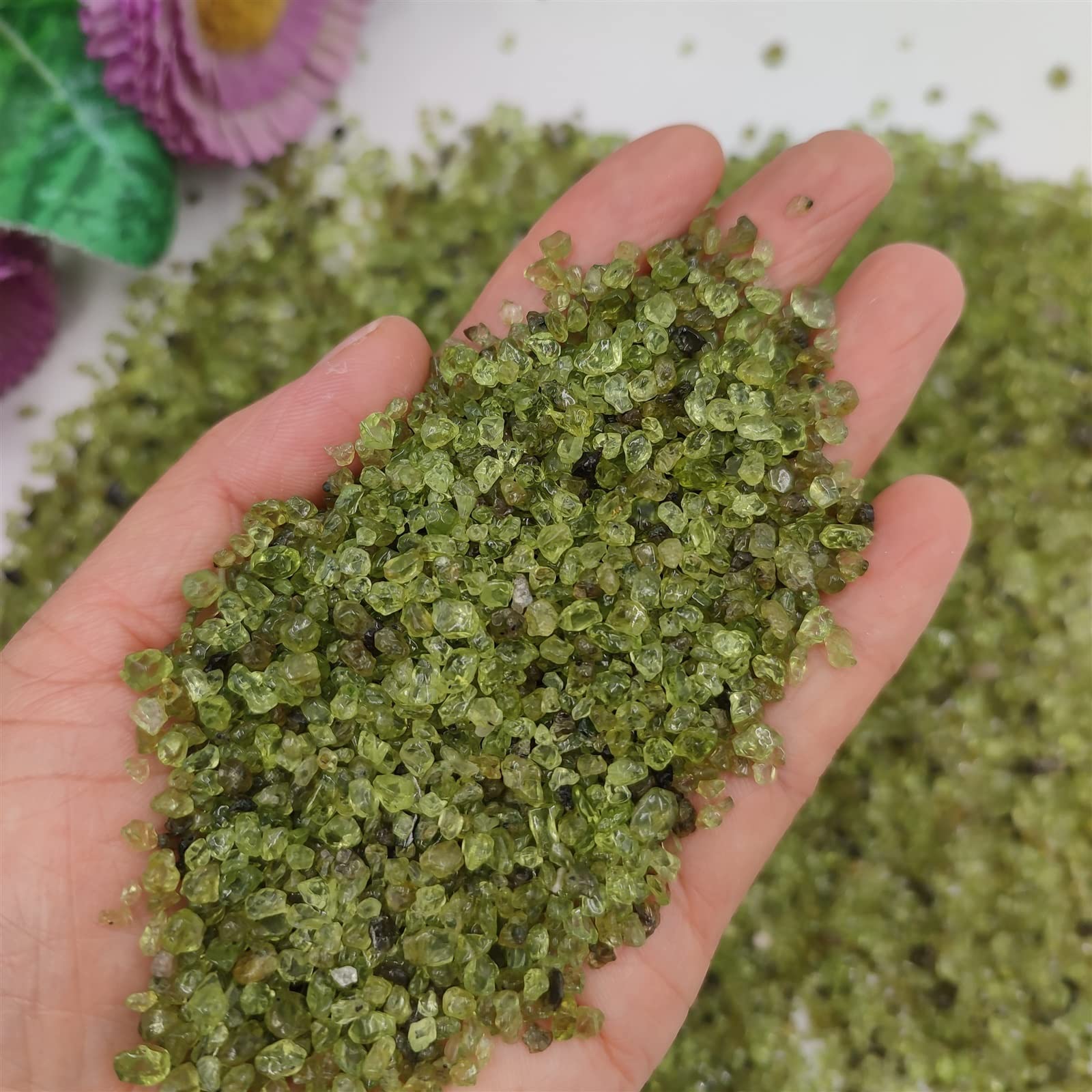 Lote de 100 g/Paquete de peridoto Natural, olivino, Cristal de Cuarzo, Piedra caída, Grava, decoración de la habitación del hogar, Acuario DIY Inicio Colecciones