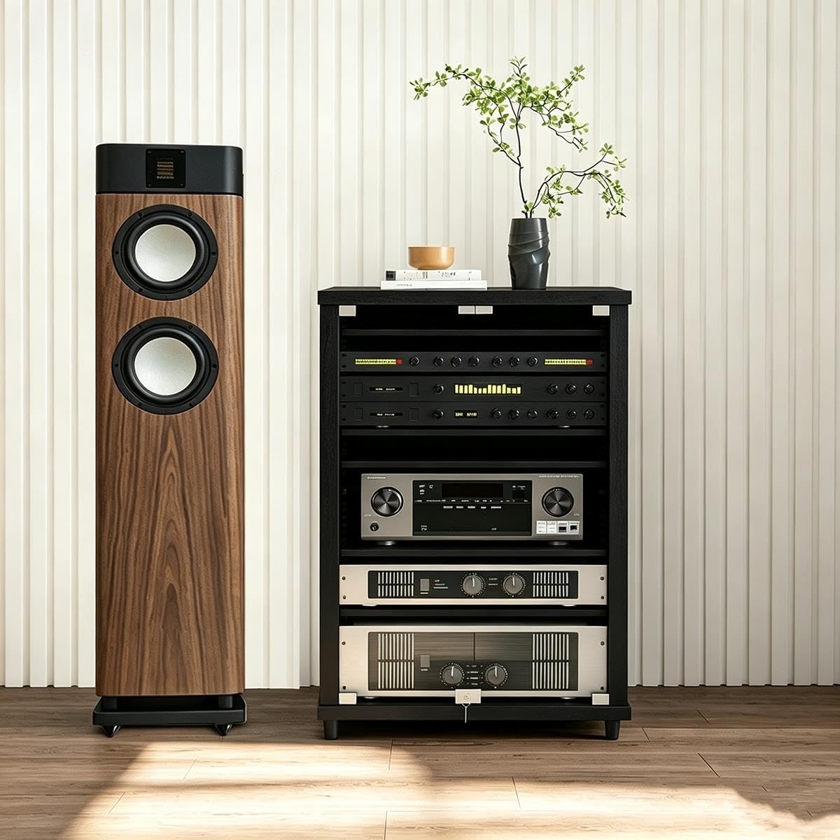 Meuble stéréo, Rack Audio avec Portes pour Rangement multimédia