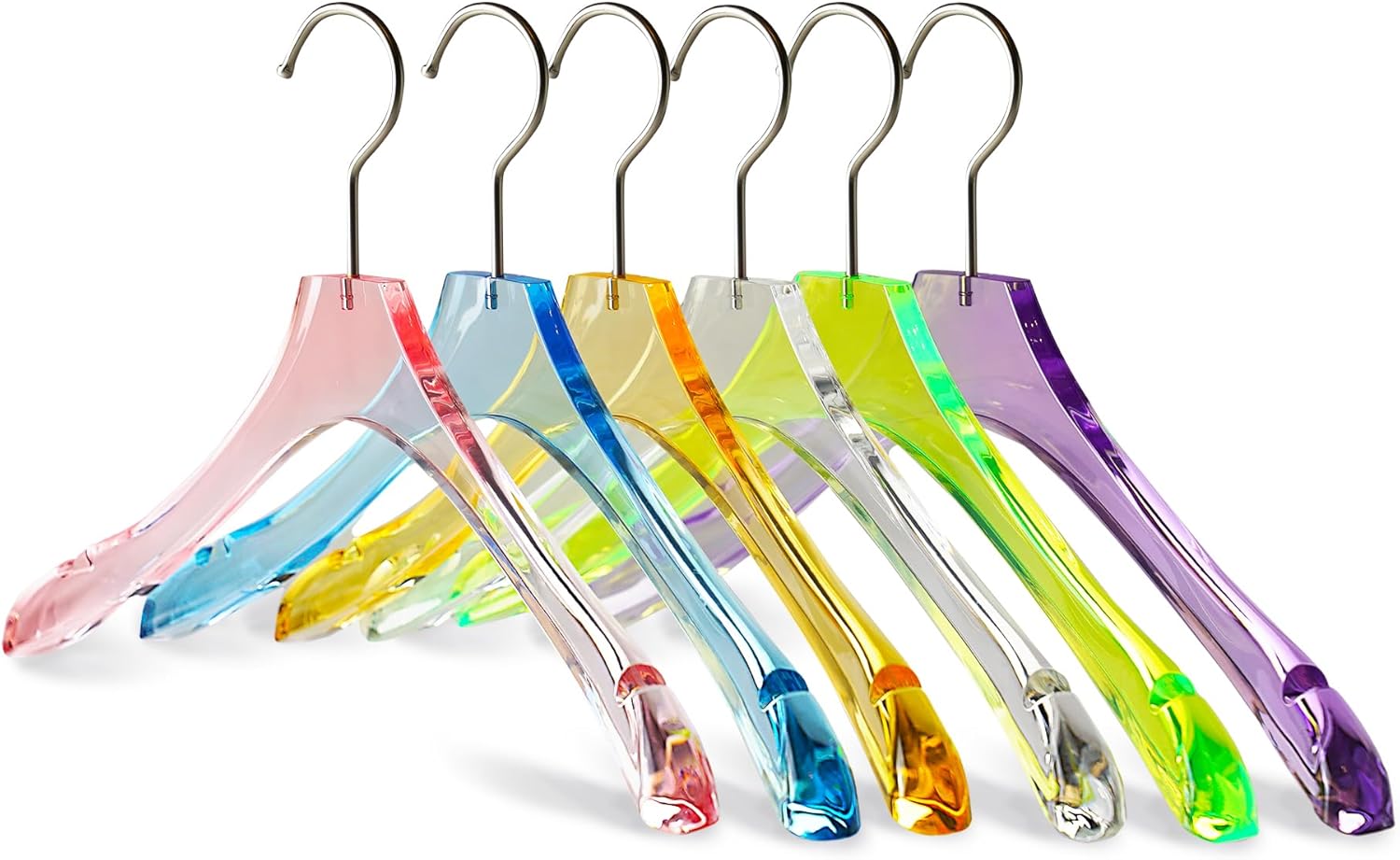 Acrylic Pink Clothes Hangers for Shirts/T-Shirts with Durable 360 Degree Silver Hook | Notched Shoulders | Premium Quality Acrylic Hangers | 5 Pack