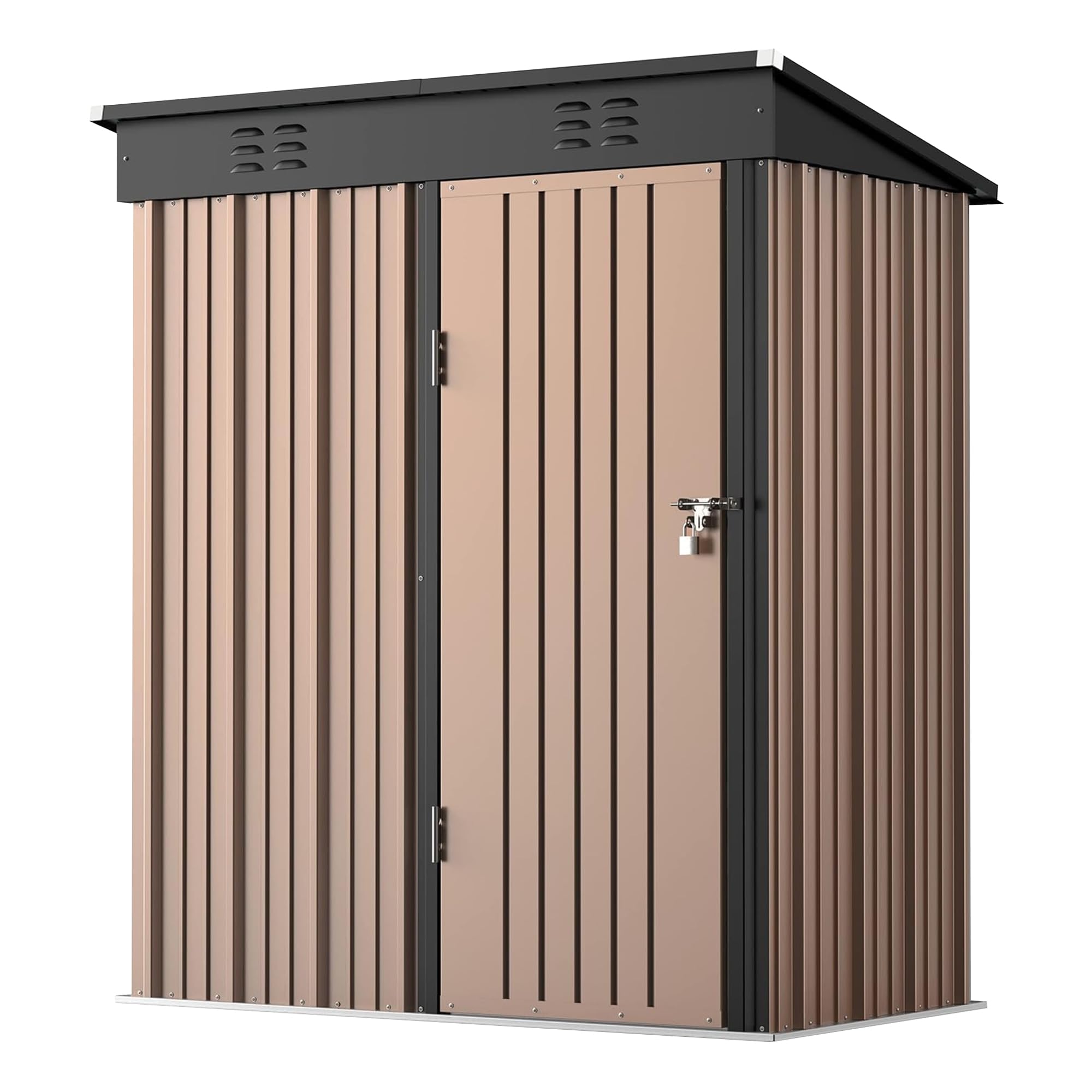 Egardenkart, Outdoor Storage Shed Metal - Tan, 5x3 Ft | Garden Shed with Lockable Door | Outdoor Storage Cabinet for Garden Storage | Outdoor Shed Storage (With Installation)