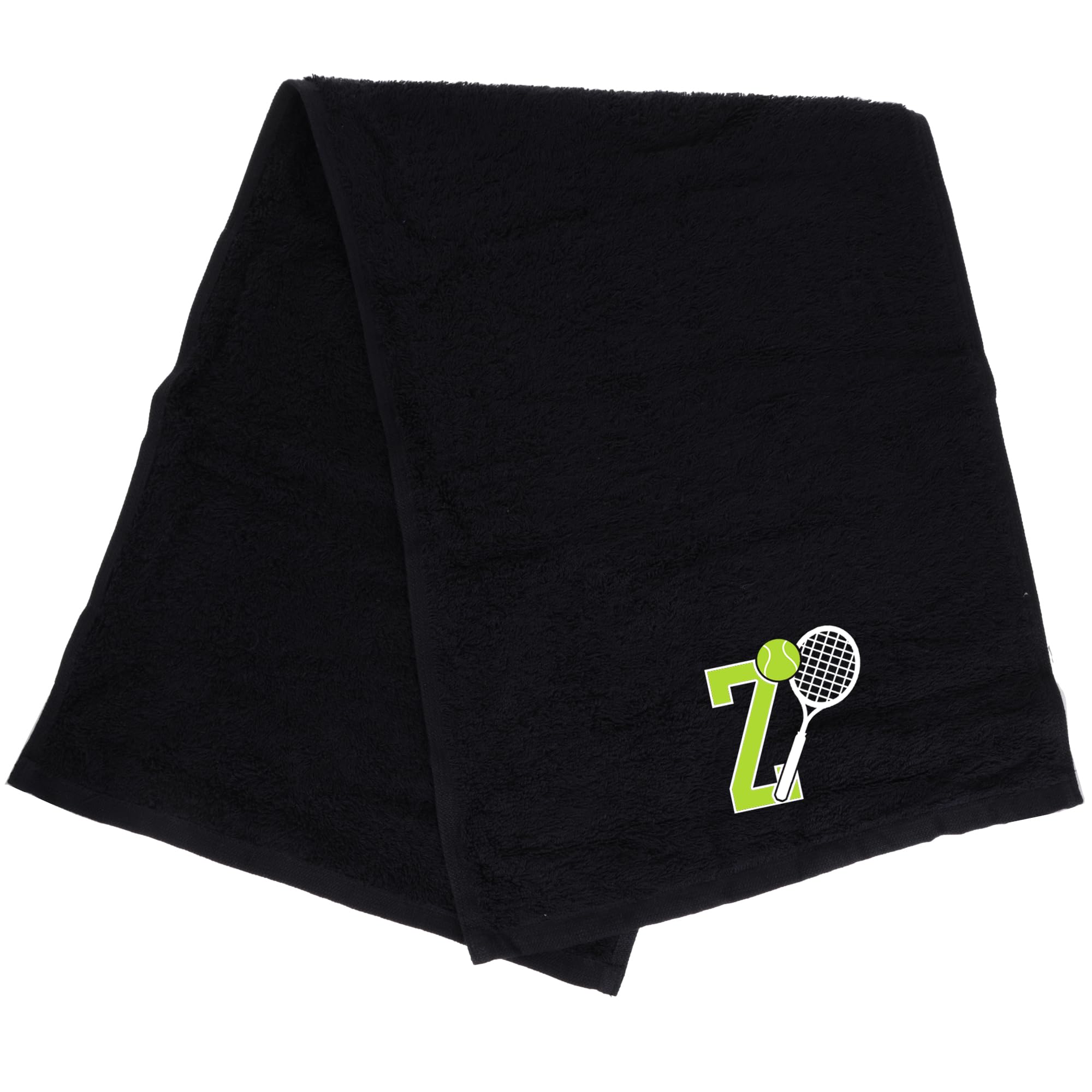 Always Looking Good Tennis Towel with Monogrammed Embroidery Initial Gift for Men & Women, Training Accessory Gift, Gym Towel Present for Tennis Players Birthday, Retirement, Christmas - Black, Z