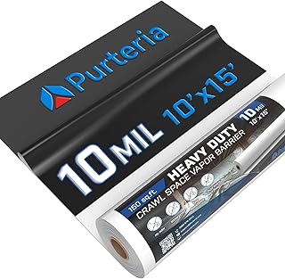 Crawl Space Vapor Barrier, 10mil 10'x15', Drop Cloth Vapor Barrier Covering for Crawlspace Encapsulation, Thick Plastic Sheeting, Black and White Panda Film