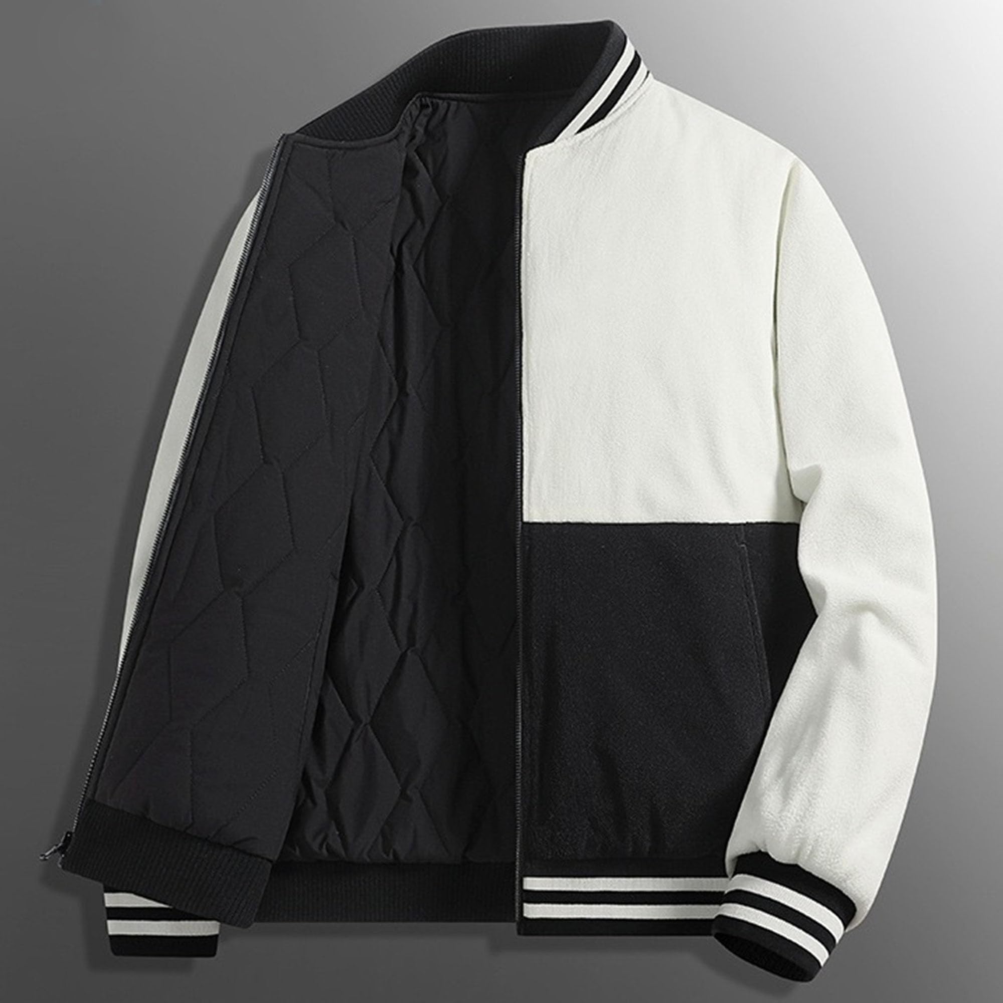 Giacca da uomo con colletto da baseball autunno inverno trapuntato diamante casual cappotto bomber per uomo