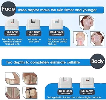 Upgraded Multi-Functional HIFU Machine Skin Care Device,Facial Lifting Tightening,Fine Lines Reduction,Wrinkle Remover,Face & Body Sculpting,10,000 Pulses per Cartridge