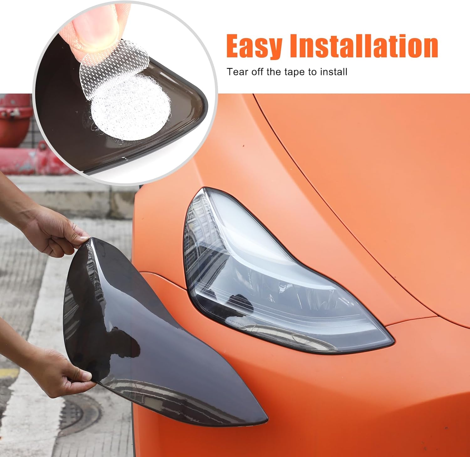 Front Headlight Trim Cover Compatible with Tesla Model 3 Model Y 2017-2022 Smoked Front Light Lamp Cover Left and Right Headlight Lens Trim Frame Protect Decorative Accessories