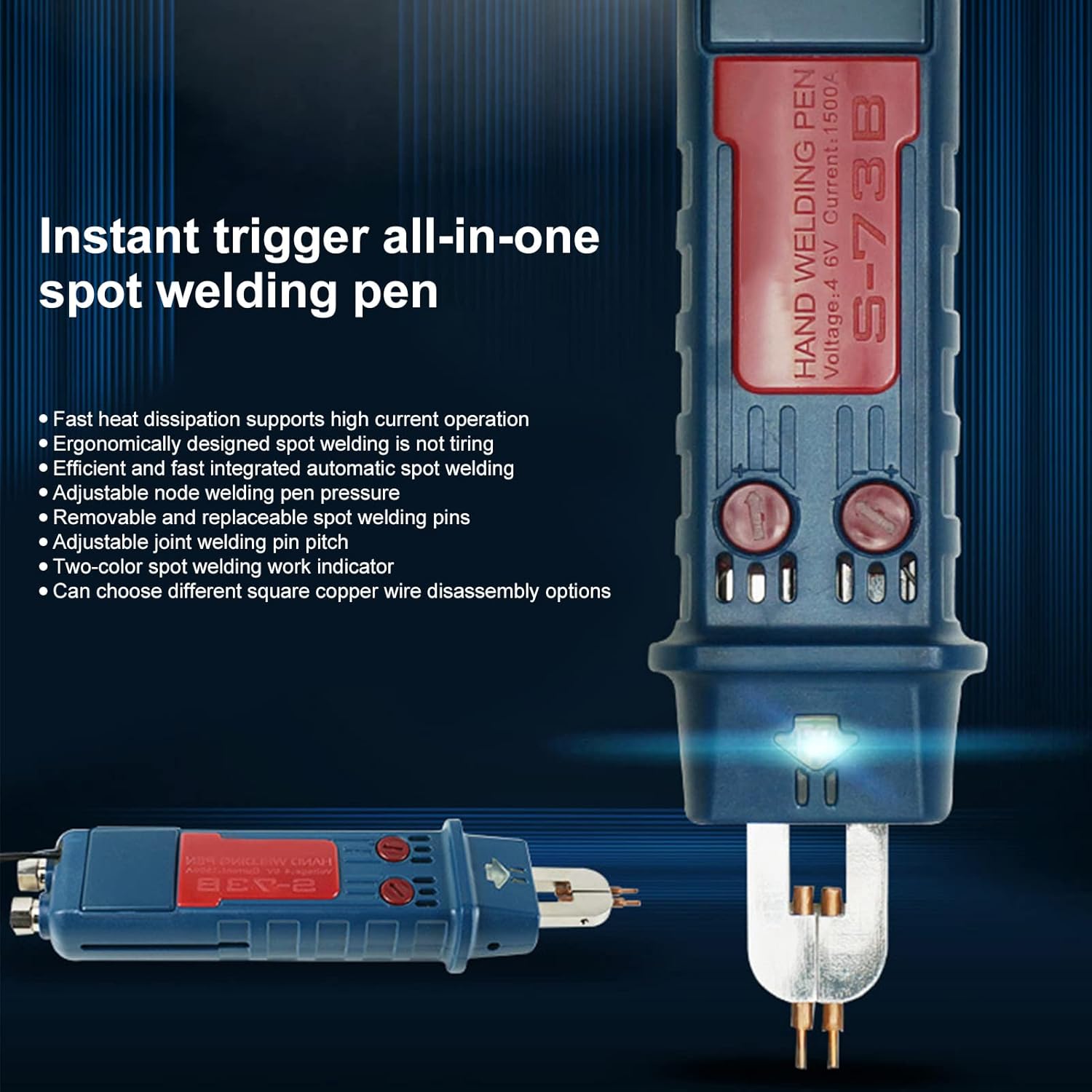 Spot Welding Pen Integrated Welder Tool with Trigger Switch Soldering Iron Kit for Precision Welding (73B soldering Pen (16 square copper wire + O-type)