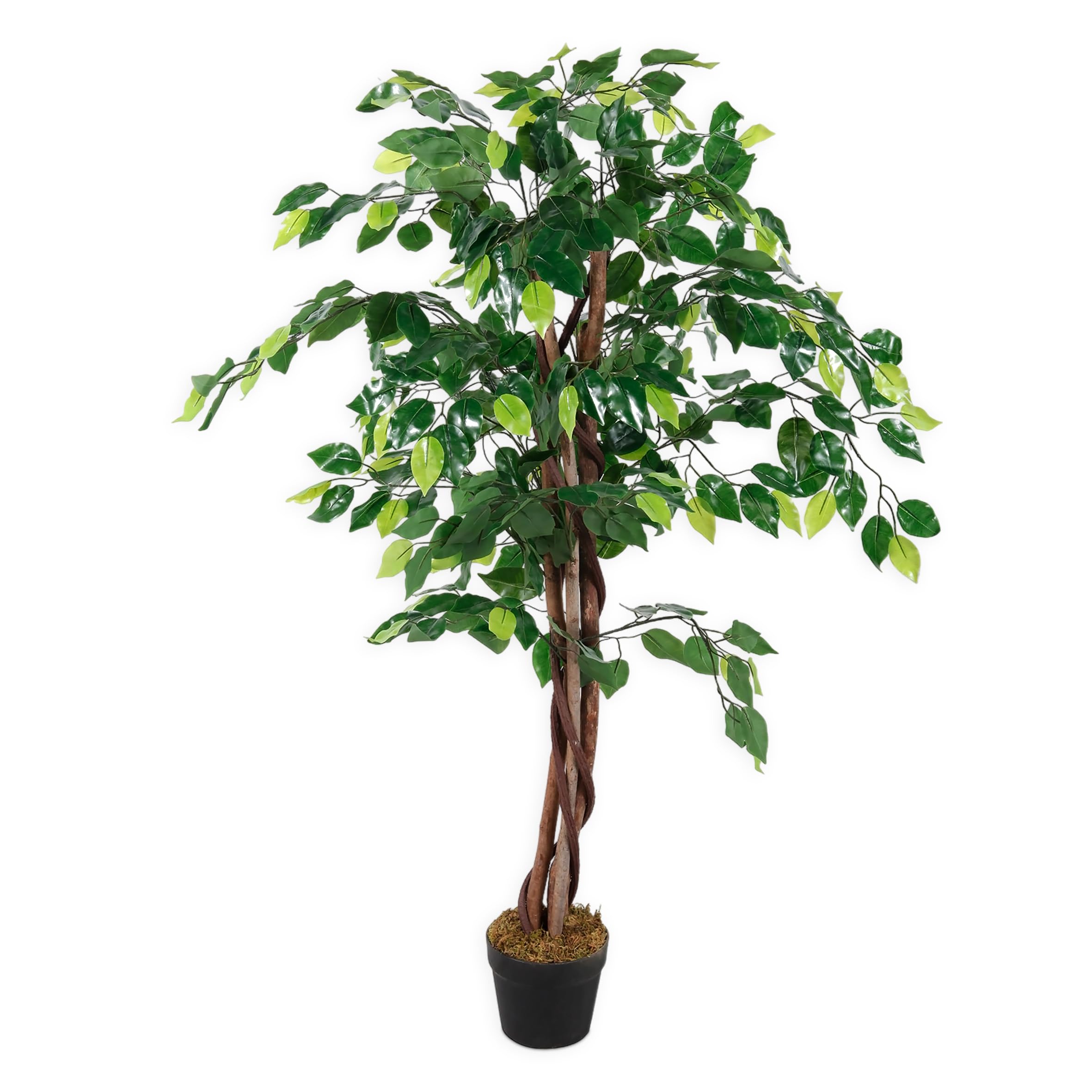 Kunstpflanze Benjamini breit im Blumentopf - 115 cm - Deko Pflanze Zimmerpflanze künstlich Kunstbaum Birkenfeige