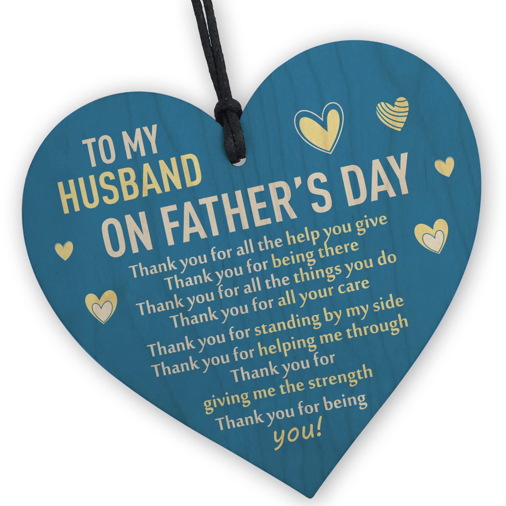 Red Ocean Fathers Day Husband Gift - Wooden Heart Gift For Husband - Thank You Gift Fathers Day - Huband Gift From Wife - Father's Day Gifts For Him