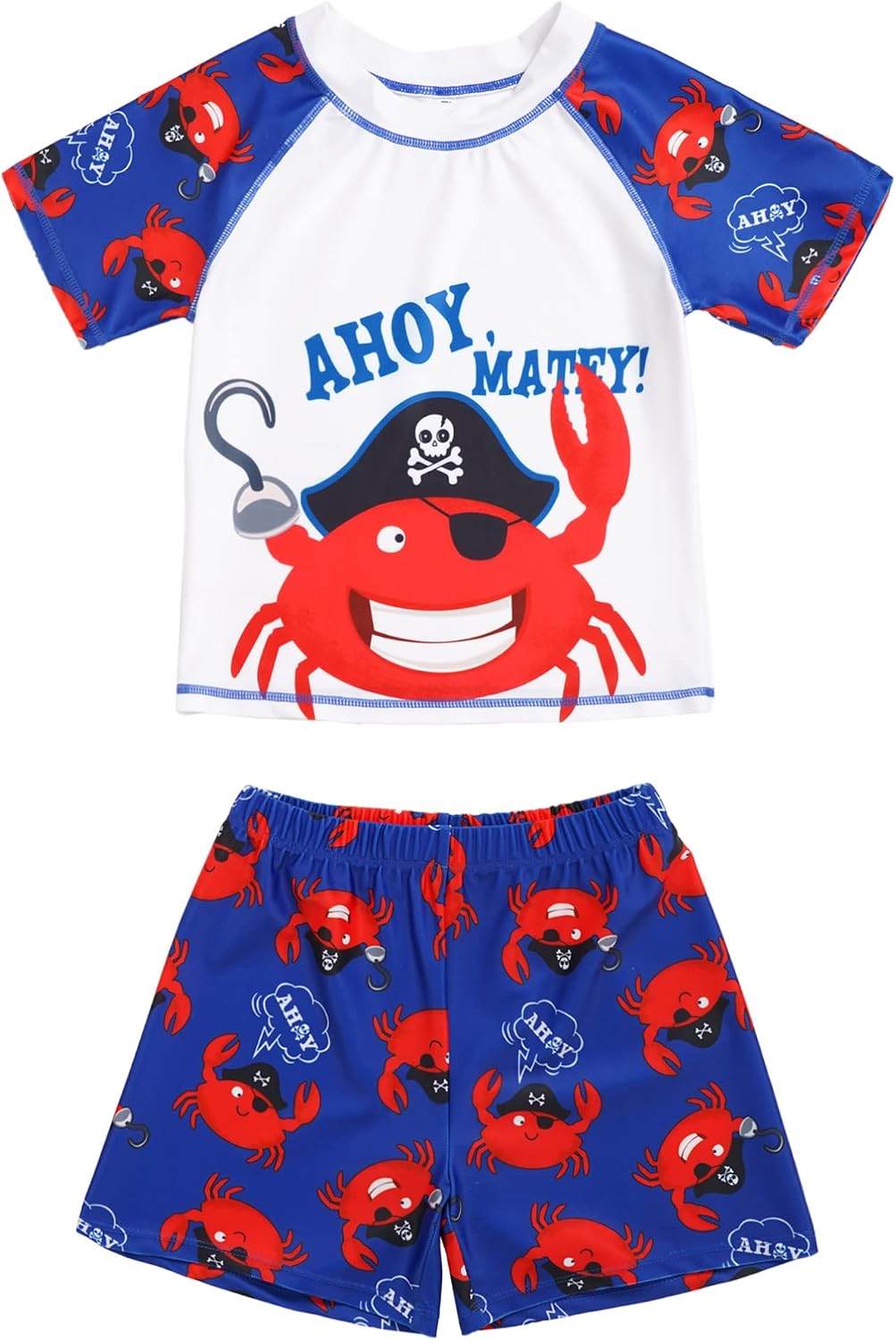 Boys Girls 2Pieces Rashguard Swim Sets UPF 50+ Sun Protection Short Sleeves Swimsuit Swimwear