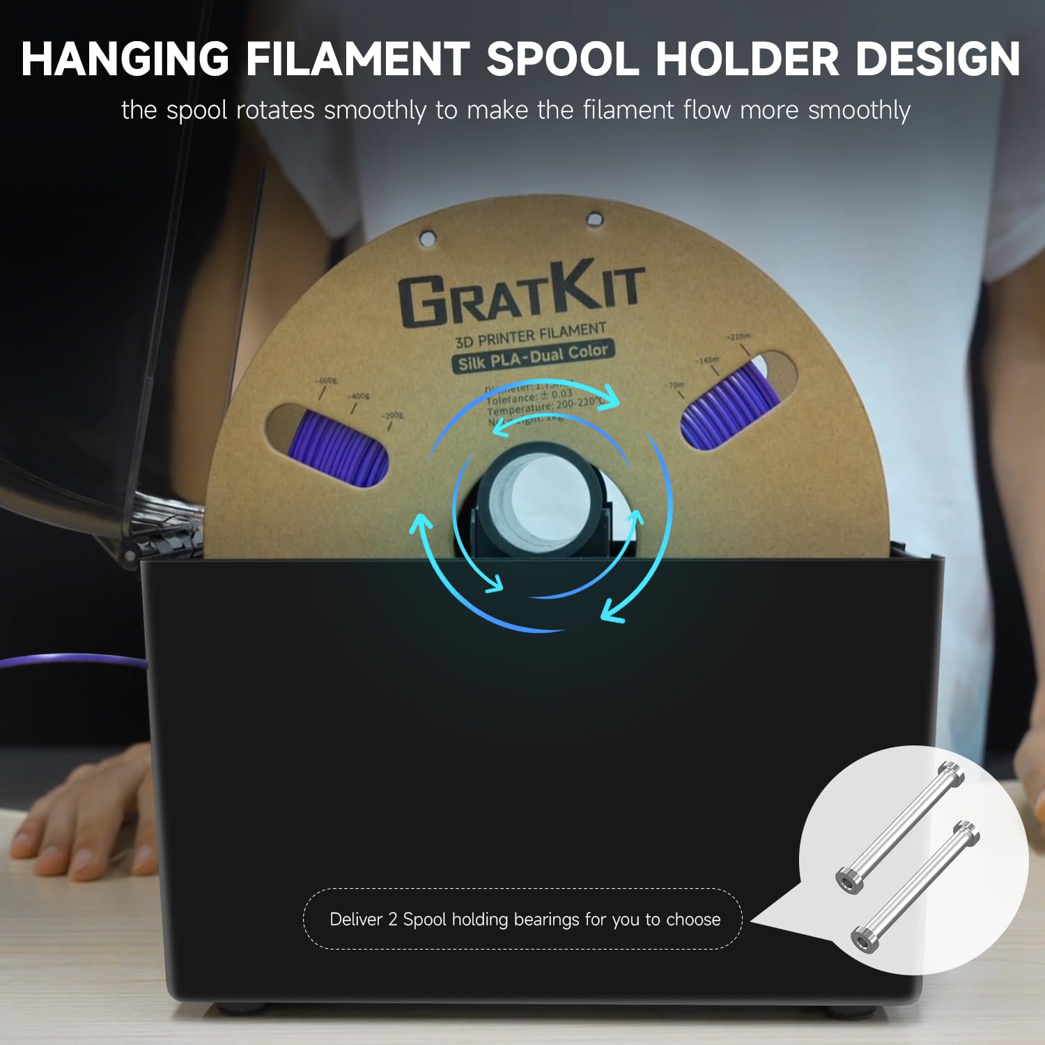 GratKit Firefly Filament Dry Box per stampante 3D, controllato tramite app Smartlife, ventola integrata per un'asciugatura efficace, essiccatore per filamenti per PLA, PETG, ABS, nylon, TPU, PC, nero