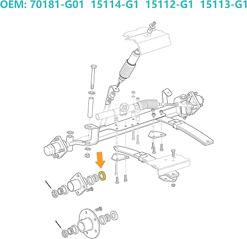 Miniatura 6 de 10L0L Kit de rodamiento y sello de eje trasero para carrito de golf EZGO TXT RXV Medalist Marathon Electric Carts 1978 UP, OEM # 611931 70181-G01