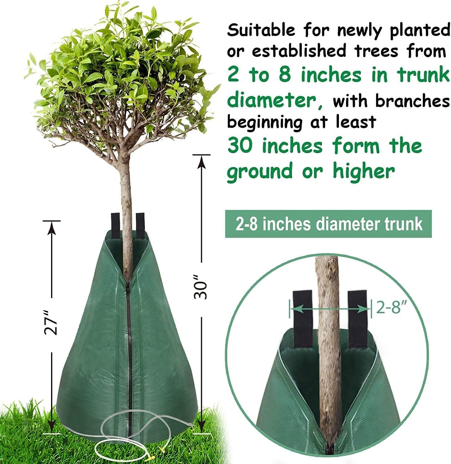 4 Baumbeutel Bewässerungsbeutel für Bäume zur langzeit Bewässerungssystem | Robuster 75 Liter Wassersack/Bewässerungssack, aus UV beständigem PVC, Planzunterstützung für heiße Somme