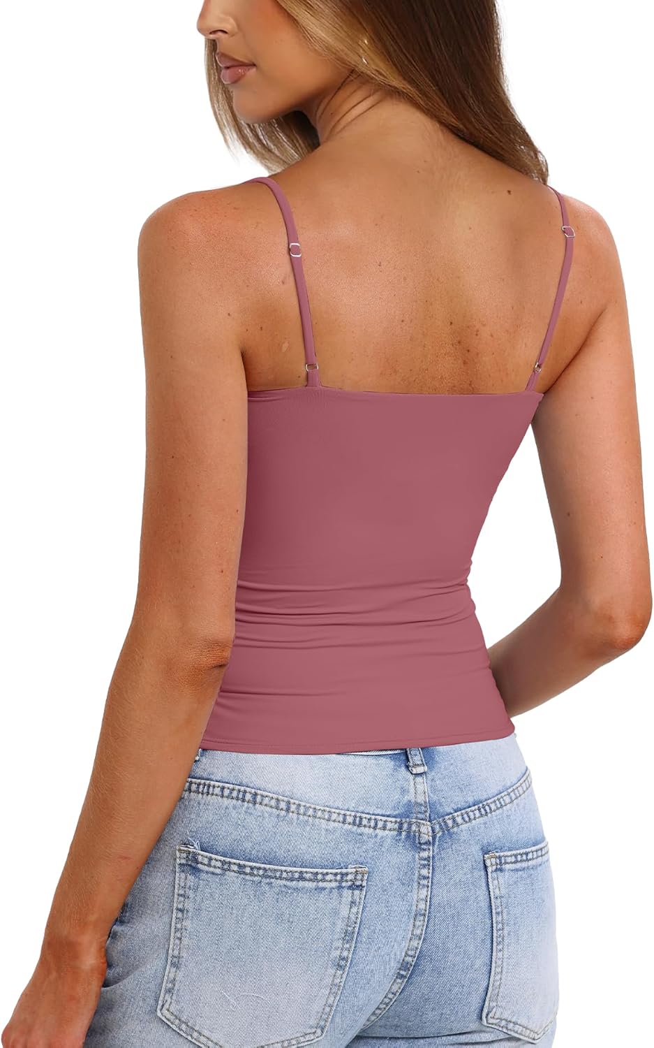 Darong Women's Tank Tops with Built-in Bra Spaghetti Straps Crop Tank Top Summer Y2K Going Out Sleeveless Cami Shirt - Image 2