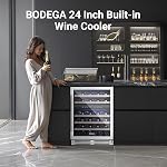 BODEGACOOLER Wine Cellar with Glass Door,24 Inch Dual Zone Wine Refrigerator,Wine Fridge Double-Layer Tempered,Silent Cooling Hold 46 Bottles Red,Rose Sparkling Wines,Temperature Memory Function