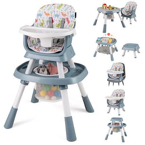Miniatura 12 de HONEY JOY Silla alta 16 en 1 para bebé, silla alta convertible para bebés y niños pequeños/asiento elevador/centro de actividades con juguetes, mesa