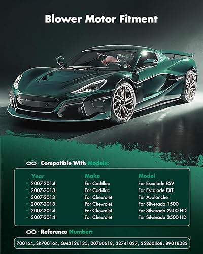 Vista 320 de SCITOO 700188 Reemplazo del motor del ventilador HVAC con jaula de ventilador para Toyota Tacoma 2005-2015, reemplazo OE - 87103-04043, 87103-04044