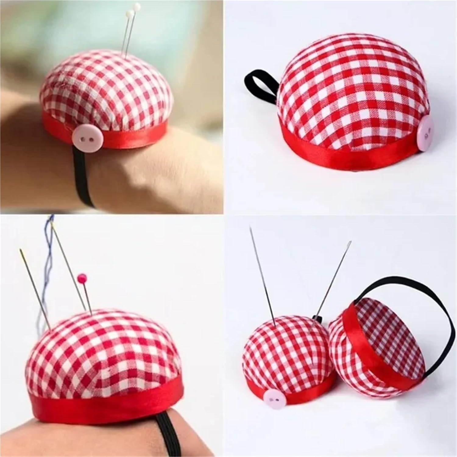 Pin Cushion Needle Box 10 Pcs Ball Shaped Sewing Needle Pin Cushion DIY Cross Stitch Tool Pincushions with Elastic Wrist Belt Accessories