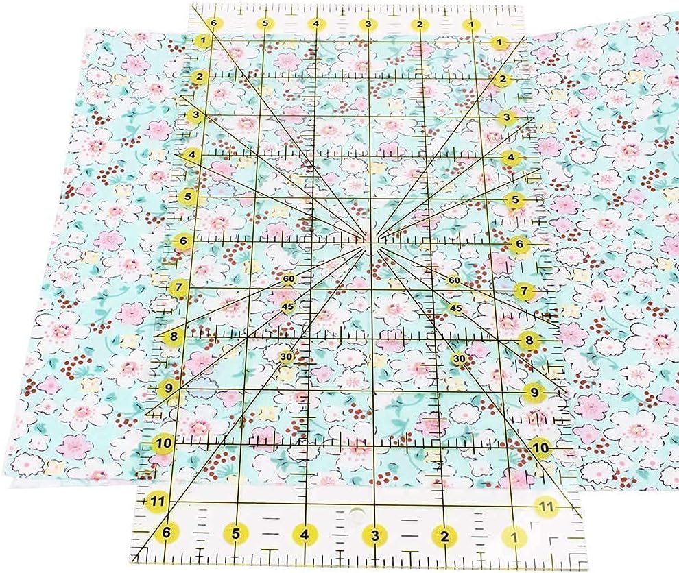 AUTOTOOLHOME Quilting Ruler Acrylic Quilters' Ruler for Easy Precision Cutting Fabric Paper, 6.5" x 12" for Quilting, Sewing & Crafts Template