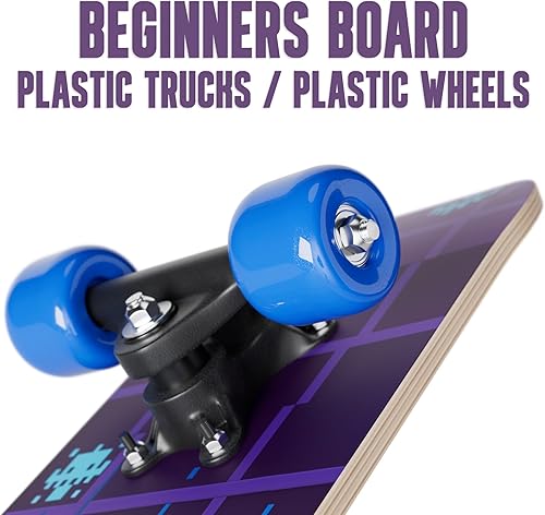 Miniatura 6 de Patineta para principiantes para niños de Rude Boyz  Aprende patineta con estilo  Mini tabla de crucero de madera con gráficos geniales para niños y