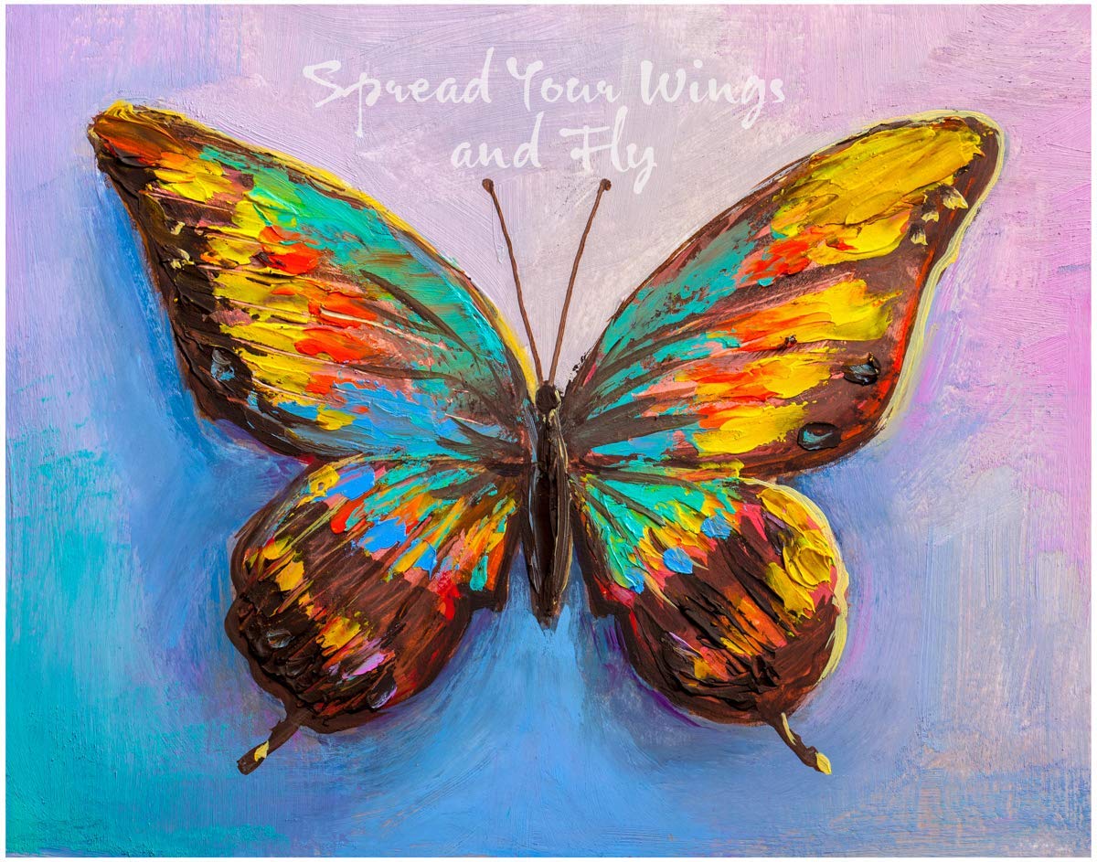 Butterfly Spread Your Wings and Fly Colorful Design Fine Art Print Decor - Motivation - 11x14 Unframed Decorative Wall Art Photo Gift - Dorm, Apartment, Bedroom Decor - Accessories Under $15