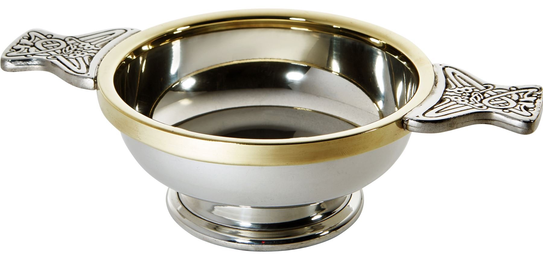 Quaich escocés con borde de latón cuenco de degustación grande para bautizo