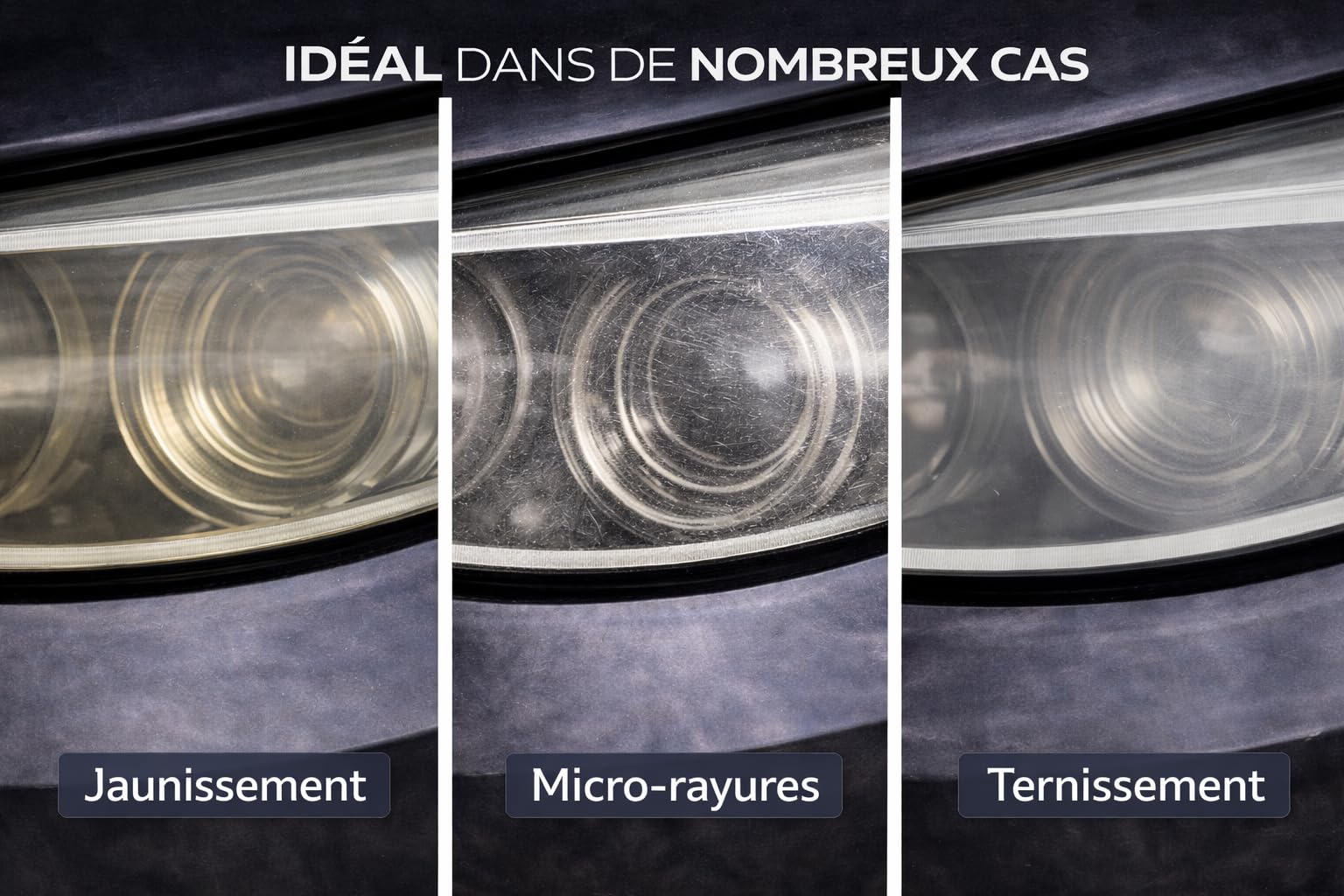 Rénovateur Phare Voiture 800g – Liquide de Rénovation Optiques Auto & Moto, Élimine Jaunissement, Oxydation et Micro-Rayures, Restaure Transparence et Brillance des Phares – Marque Française