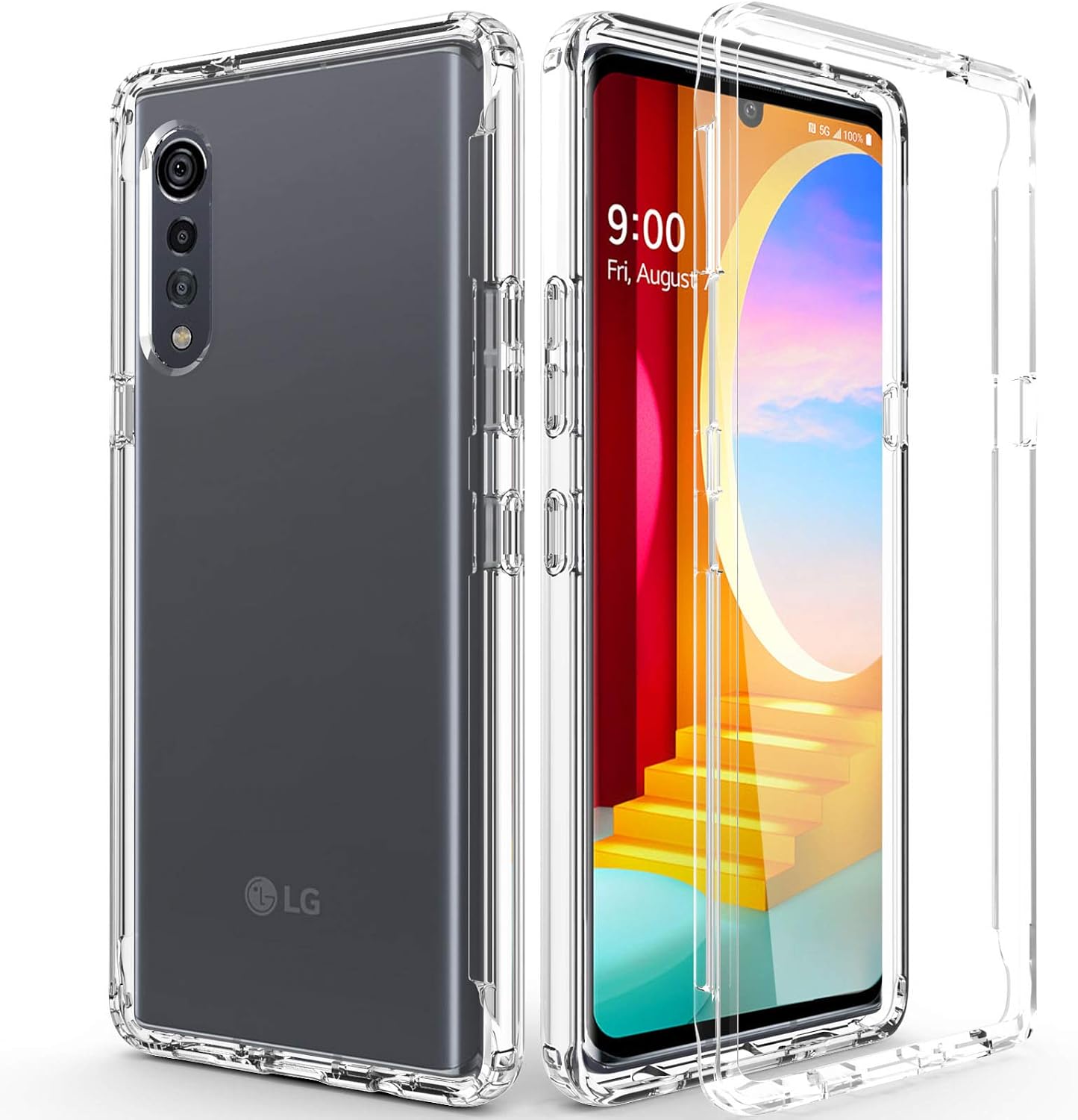 AMENQ Case for LG Velvet 5G, Slim Fit Transparent Drop Proof and Scratch-Resistant Hard Clear Protective with TPU Bumper and Rugged PC Phone Cover (Clear)