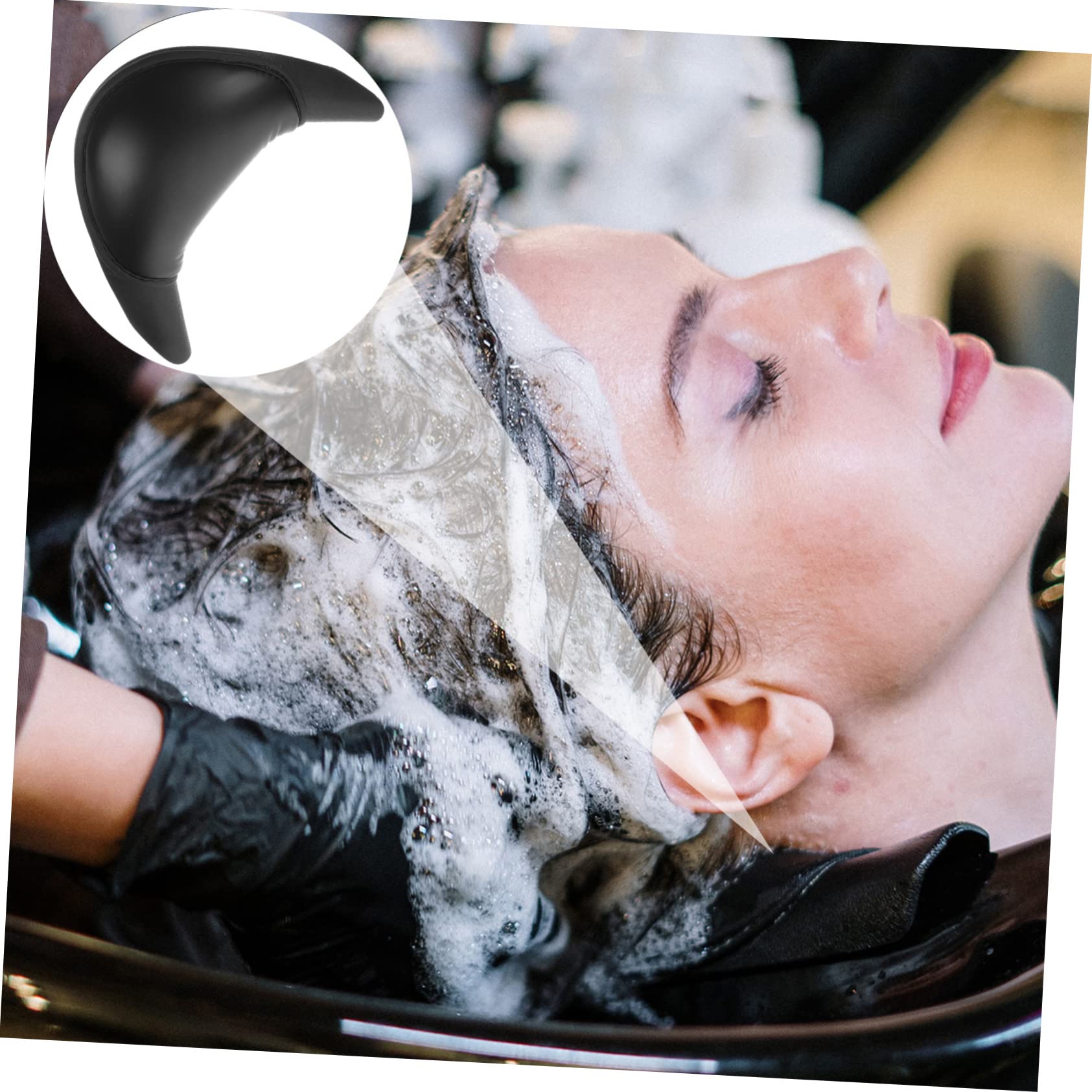 Coussin de Repos-Nuque Support Cervical Confortable en Gel Antidérapant pour Shampooing en PU et Abs, pour Lavage de Cheveux à Domicile Salon
