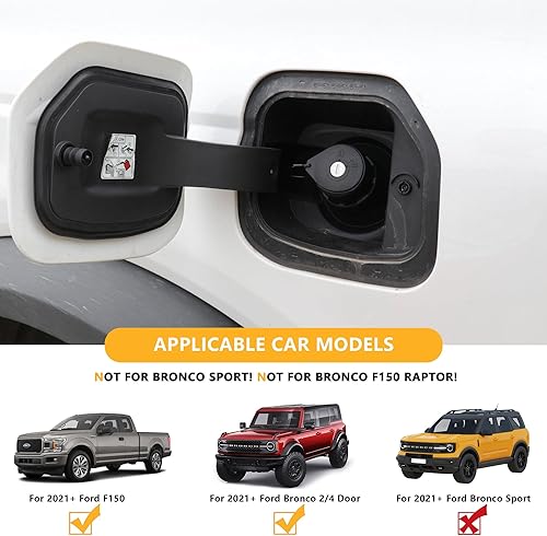 Miniatura 2 de Tapa de gasolina con bloqueo de combustible compatible con Ford Bronco 24 puertas F150 2021 2022 2023 2024 Nuevo Ford Bronco 24 puertas F150