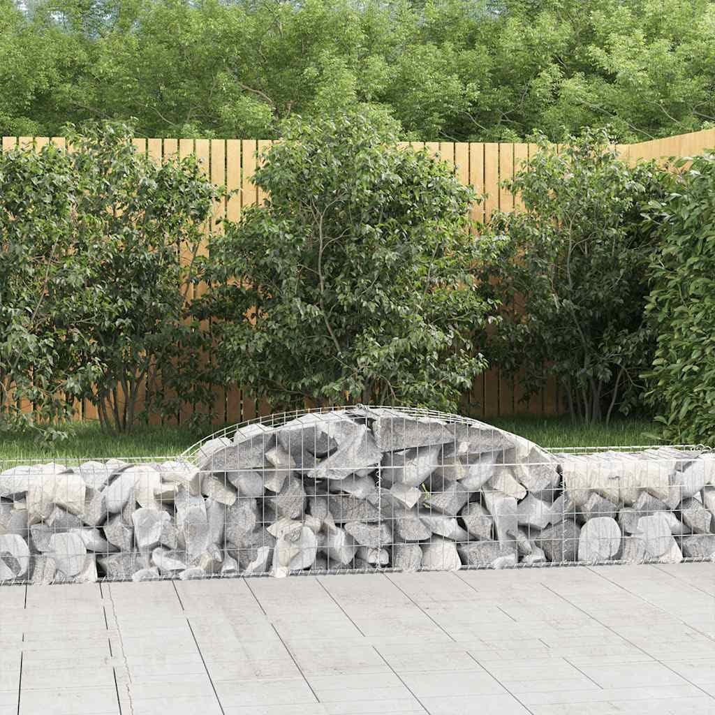 Kosze łuki gabionowe 30 sztuk 300 x 50 x 40/60 cm ocynkowane żelazo | Dekoracyjna bariera ogrodowa, wzmocnione haki, wypełnienie kamieni, zastosowanie na zewnątrz