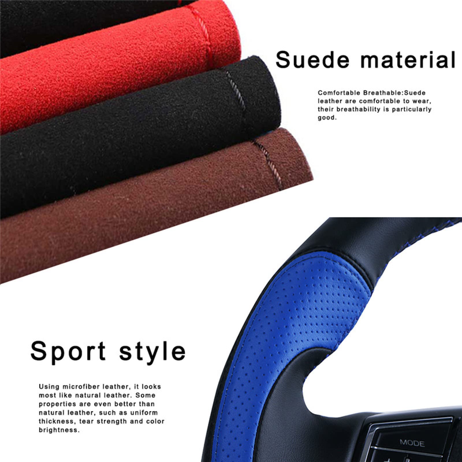 Coprivolante In Pelle Cuci Da Solo Per Ford Fiesta 2008-2013 - Nero Con Cuciture Rosse, Antiscivolo E Traspirante, Kit Con Ago E Filo