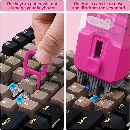 Miniatura 4 de Ordilend Keyboard Cleaner Laptop Cleaning Kit, Car Accessories for Women Interior, Desk Accessories Office Supplies for Women, Patented Camera Rosa