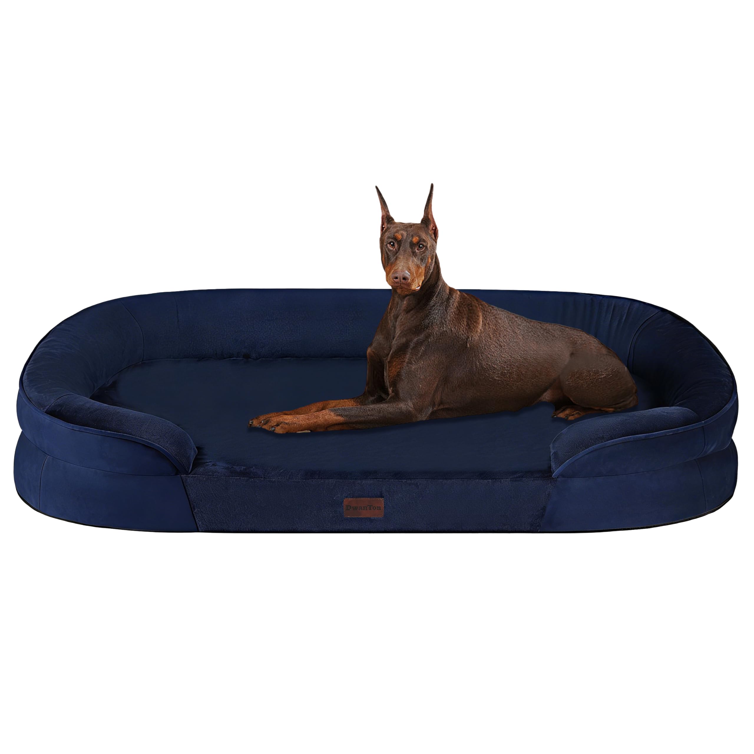 Dwanton - Cama ortopédica para perros extra grandes con espuma viscoelástica de gel, sofá impermeable para perros, cama lavable para mascotas con cojín de cuatro lados, funda extraíble y parte
