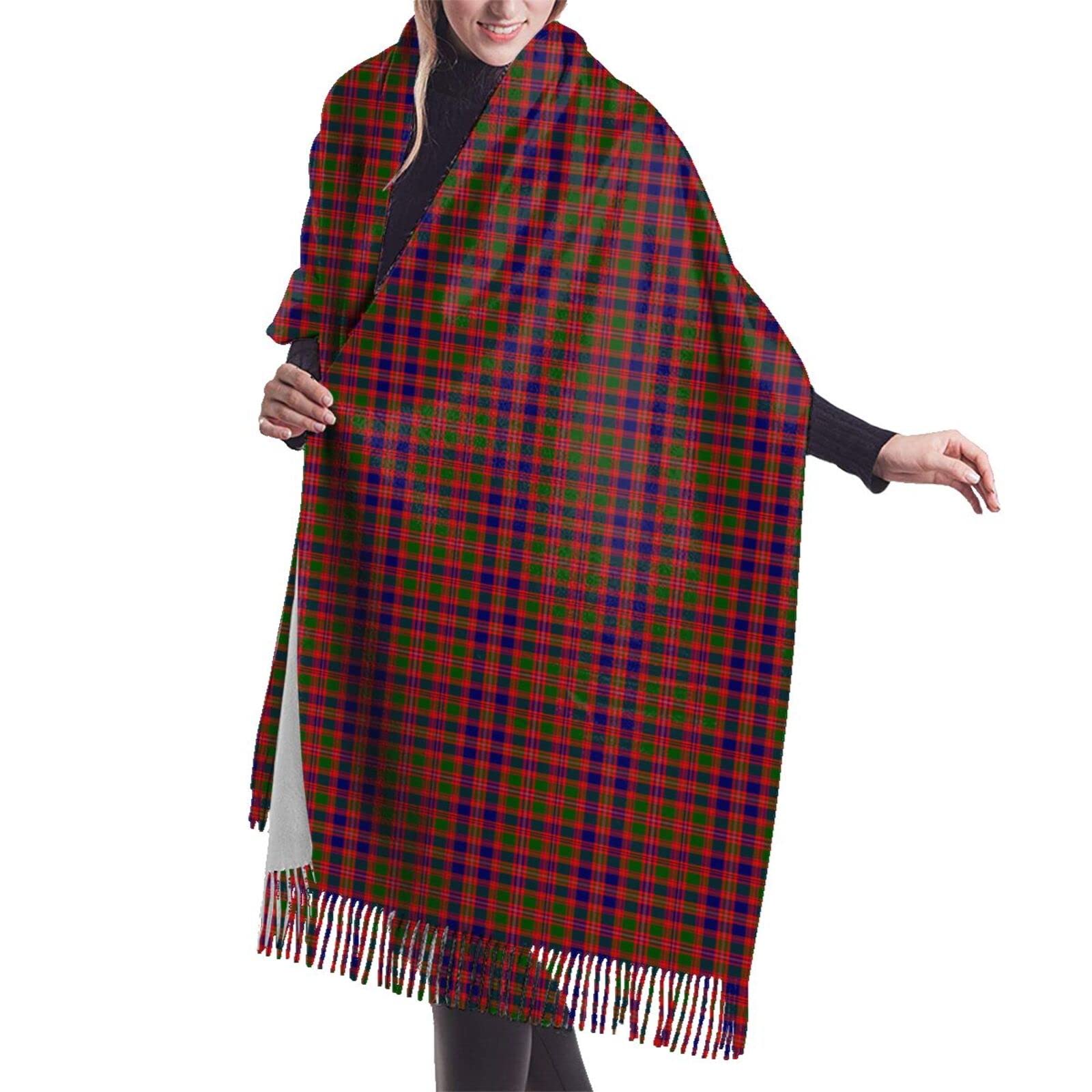 GQWJKSZ Clan Macintyre Tartan Women'S Long & Wide Clan Macpherson Dress Tartan Cashmere Feel Shawl Wrap Winter Warm Scarf 77x27inch